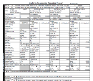 appraisal report sample, comparable sales, estimate, fair market value