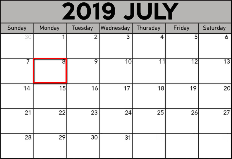 july calendar 2019
